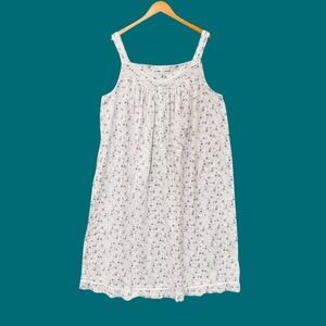 Eileen West Nightgown Womens 2X White Purple Floral Cottagecore Farm Ruffle